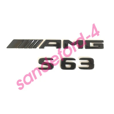 S63 + AMG Badge Gloss Black Trunk Emblem Mercedes Benz S 63 New 2018 Version - Imagem 1 de 4