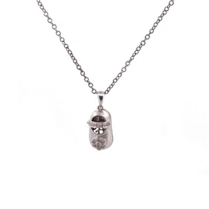 14K White Gold Diamond Baby Shoe Charm Pendant - Picture 1 of 5