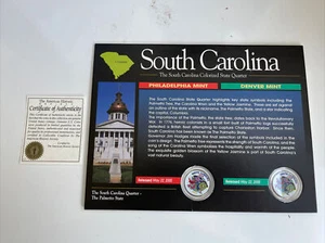 The American Historic Society Colorized State Quarters. South Carolina COA - Picture 1 of 7