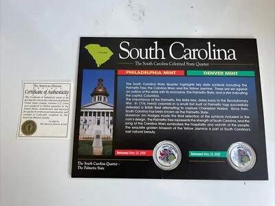 The American Historic Society Colorized State Quarters. South Carolina COA - Image 1 of 4