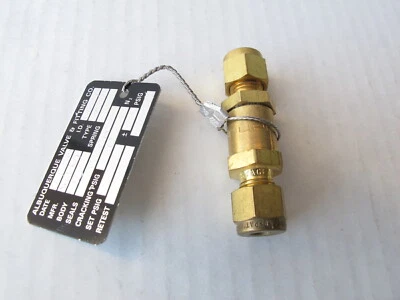 Swagelok Nupro B-4C-10 Brass Check Valve, 1/4" Tube Fittings - Fixed at 10 psi - Image 1 of 4