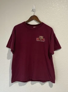 VINTAGE Bear Built Tough Shirt Adult Size Large Red Single Stitch Tee Mens 90s - Picture 1 of 8