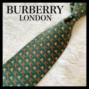 Current Tag Burberry London Tie Hose Logo All Over Pattern Green Men Accessory T - Picture 1 of 8