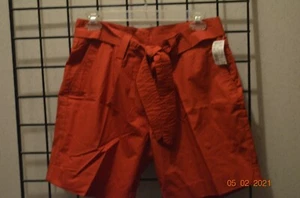 WALLIS Bermuda Tie Belt and Cuffed Leg Burnt Orange Color Shorts Size 12 - Picture 1 of 5