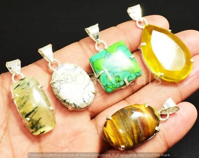 Bulk Sale ! Tiger Eye & Mixed Gemstone Pendant Wholesale Lots 925 Silver Plated - Image 1 of 4
