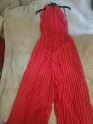 Macacão Michael Kors sem mangas gola alta plissado coral tamanho G Novo com etiquetas - Imagem 1 de 4