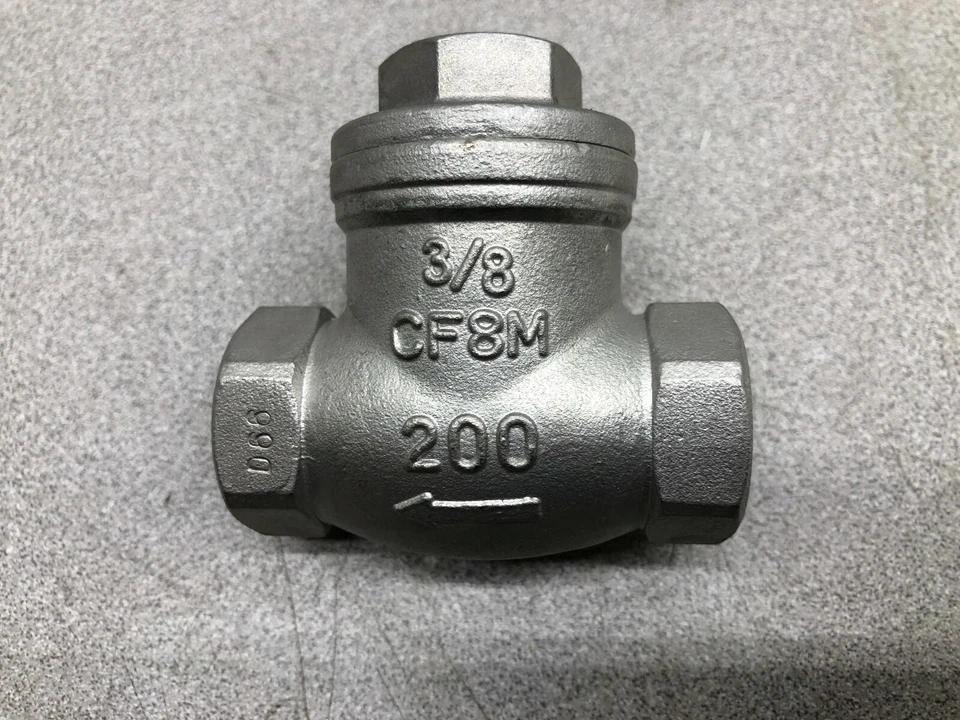 NEW NO BOX SHARPE CF8M BODY 3/8 SS SWING CHECK VALVE 20276 - Image 1 of 3