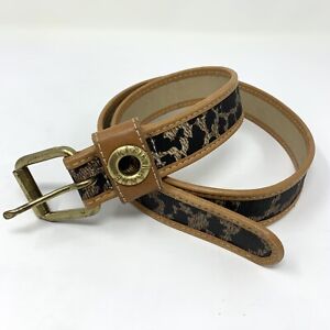 ANNE KLEIN II for Calderon Leather Trim Leopard Print Belt Size M Vintage Brass