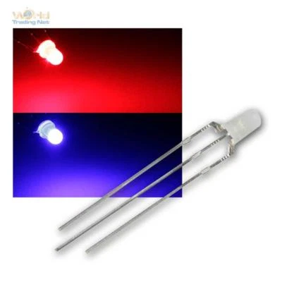LED 3/5mm, 3-pin, zweifarbig diffus/wasserklar, zweifarbige Leuchtdioden AUSWAHL - Bild 1 von 4