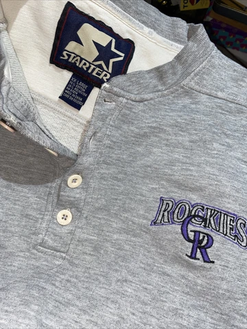 Starter Colorado Rockies Embroidered  1/4 Button Crew Neck Sweater Size XXL Cover