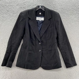 Veronica Beard Jacket Womens 1 Black 2 Button Blazer Linen Notch Lapel Casual - Picture 1 of 8
