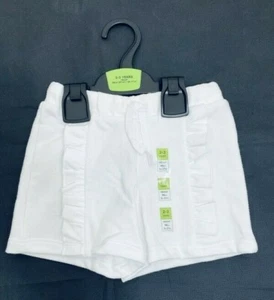 Ex M & S Girls White Frill Jersey Summer Beach Elasticated Shorts Age 2 3 4 5 6 - Picture 1 of 2