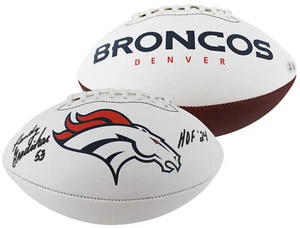 Broncos Randy Gradishar "HOF 24" Signed Franklin White Panel Logo Football BAS W - Picture 1 of 3