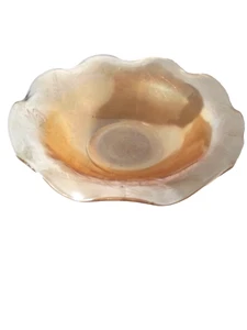 Vintage Glass  Wavy Bowl   Iridescent Marigold   9.5" diam. - Picture 1 of 13