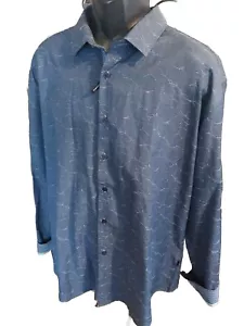 Camisa de vestir informal BARABAS 2XL para hombre azul bordada puño abatible con botones frontal - Imagen 1 de 7