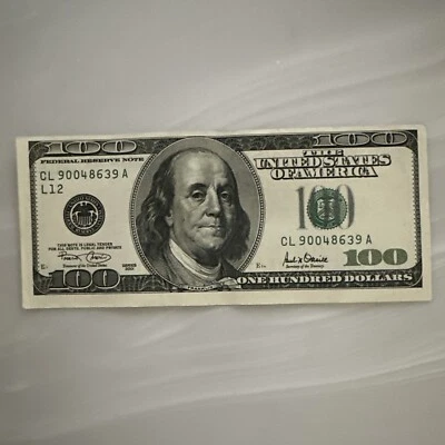 2001 US One Hundred Dollar Bill. Misprint/Unaligned/Off-Centered - Image 1 of 2