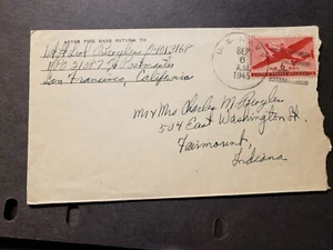 APO 21087 Soldier's Mail 1945 Censored WWII Army Cover NAVY Cancel - Picture 1 of 2