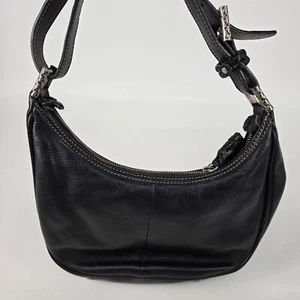 The Sak Black Leather Mini Shoulder Bag With Red Interior & Adjustable Strap - Picture 1 of 10