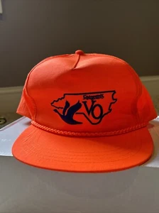 Vintage Seagram's Whisky Nylon Rope Neon Orange Snap Back Hat Cap - Picture 1 of 5