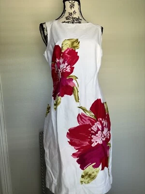 Vestido Studio I para mujer talla 10 blanco floral sin mangas con cremallera Foto 1 de 4