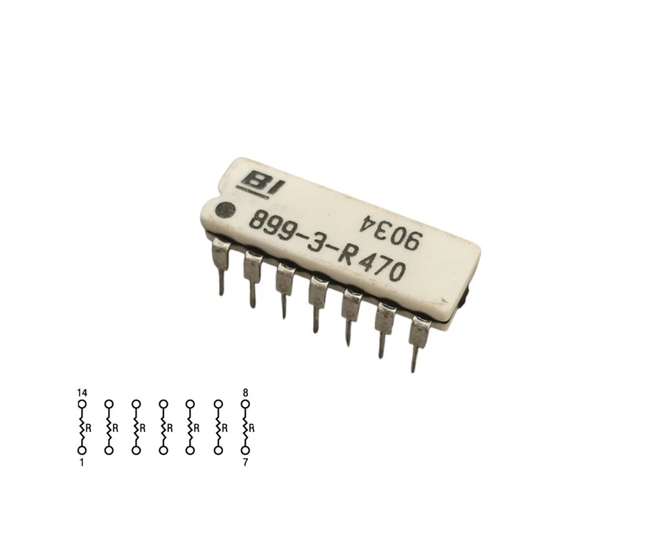 1 PCS Beckman 470 OHM NET NETWORK ARRAY Isolated RESISTOR 2% 14 Pin DIP-14 - Image 1 of 1