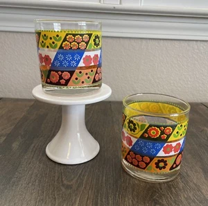 Juego De 2 Vasos Florales Flor Libbey Vintage Años 60 Mediados De Siglo Modernos MCM Defecto - Imagen 1 de 19