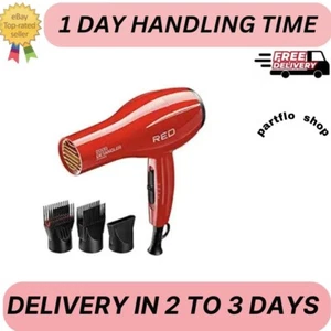 Hair Blower Blow Dryer with 3 Comb Attachments Red for Styling Straighten Drying - Picture 1 of 1