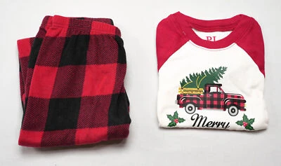 The Children's Place Unisex Kid's Merry Christmas Pajama Set JL3 Red/Black Small - Image 1 of 4