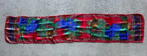 Vintage 1980s Handmade 100% Silk Shiny Floral Scarf 10 x 52 - Picture 1 of 6