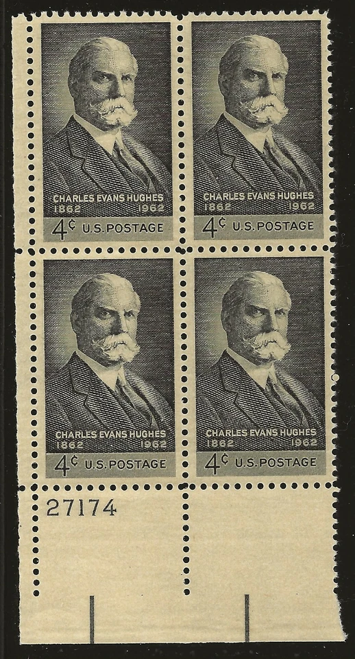 US Scott #1195, Plate Block #27174 1962 Charles Hughes 4c FVF MNH Lower Left - Image 1 of 1