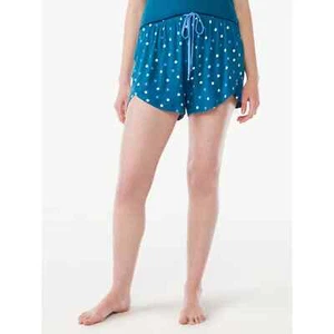 Joyspun Women's Knit Pull On Sleep Shorts Blue Gound Print 3XL - Picture 1 of 7