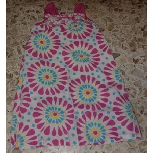 What a Doll Girl's Summer Dress S (6/6X) White Pink Blue Flower Power - Picture 1 of 4