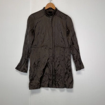 Eileen Fisher Jacket Women Small Petite Metallic Crinkle Steel Satin System Ne - Image 1 of 4