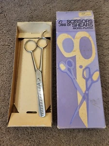Tijeras o tijeras vintage Sears niqueladas #2118 caja púrpura 7" Italia - Imagen 1 de 9