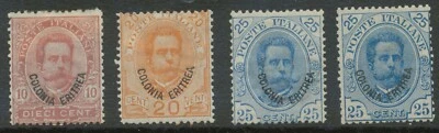 ITALIENISCH ERITREA 1895/1898 König Umberto I. Italien MiNr. 67-69 m Aufdruck * - Bild 1 von 2
