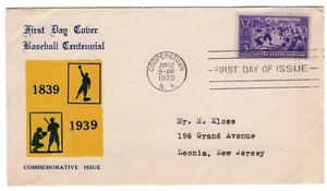 Baseball Centennial #855 FDC #81a Harry Simon CV$700 - Picture 1 of 2