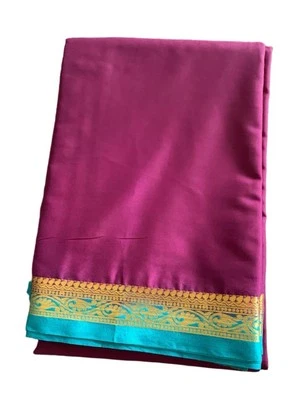 Deep Pink and Cyan Pure Mysore Silk saree sari Engagement party wear for women - Image 1 of 3