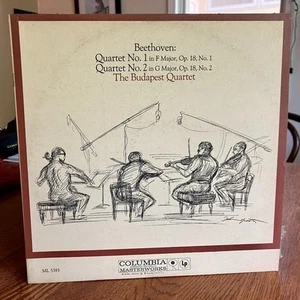 Beethoven Quartet No1 & 2 Budapest Quartet Columbia ML 5393 1A/1F 6 Eye NM vinyl - Imagen 1 de 4
