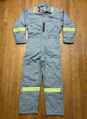 Walls FR Coveralls Mens Large Tall Gray Insulated Work Hi-Viz  Reflective - READ - Image 1 of 4