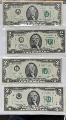 1976 Two Dollar Bills $2 COMPLETE DISTRICT SET 12 Crisp Unc Federal Reserve Note - Image 1 of 4