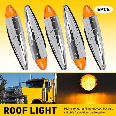 For freightliner 5x 17 mack LED Amber Torpedo Cab Marker Roof Running Top Light - Image 1 of 4