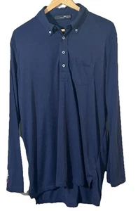 Ralph Lauren RLX Mens Polo Shirt Navy Blue Long Sleeve Performance Golf Size L - Picture 1 of 8