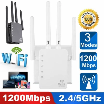 1200Mbps WiFi Range Extender Repeater Dual Band Signal Booster for Home - Image 1 of 4