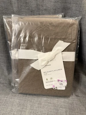 Fundas de lino belga Pottery Barn Mocha - Estándar - Moca - Juego de 2 - Nuevas con etiquetas Foto 1 de 4