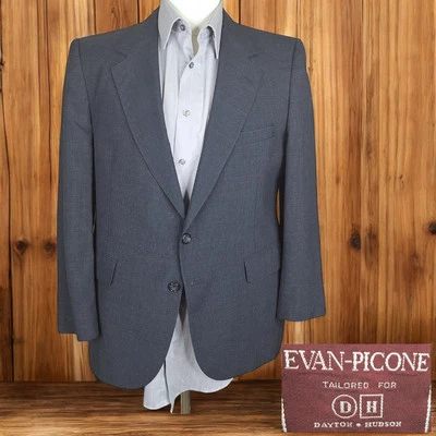 Evan Picone Jacket Blazer Mens 42S Gray check Plaid Half Lined - Image 1 of 4