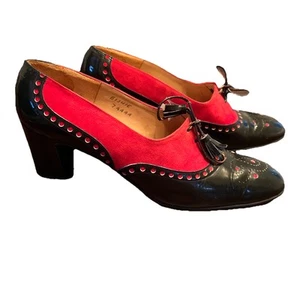 VTG 1970s Fenton Last Saks Fifth Avenue Leather Brogues Sz 7 Narrow Two Tone - Picture 1 of 10