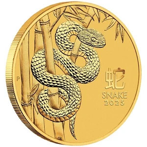 9999% 1/20th Oz Gold Lunar 2025 Year of Snake Australia Perth Mint Bullion Coin - Picture 1 of 3
