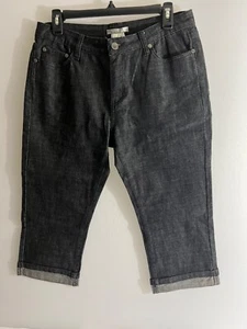 Alberto Makali Jean Women Cropped Sz 8 Black Washed Cuffed 5-pocket - Picture 1 of 15