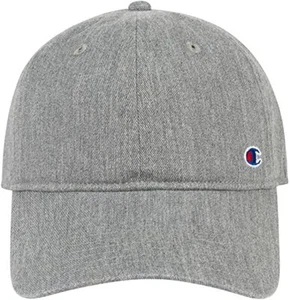 CHAMPION Medium Heather Grey Logo 6 Panel FLOW Baseball Cap Sport Dad Hat NEW - Picture 1 of 2