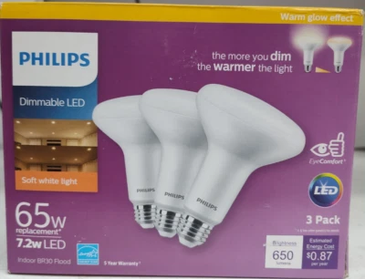 3 Pk Philips Dimmable LED Soft White Light Replacement 65w Bulbs - Image 1 of 4